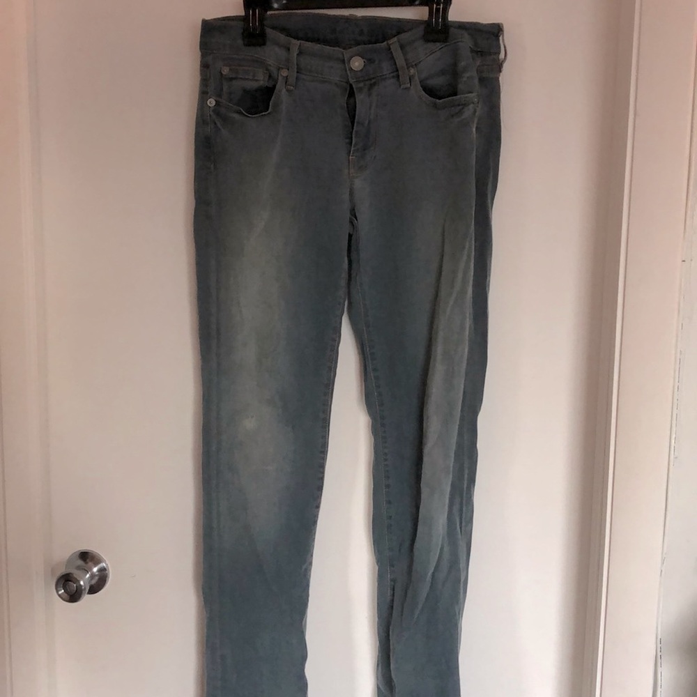 7 for all mankind jeans, light blue, super soft stretch straight leg